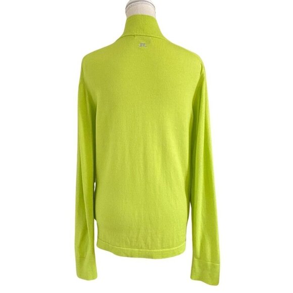 J LINDEBERG WOMEN'S MERINO FINE WOOL BLEND ZIP UP SWEATER IN LIME GREEN - M - Picture 3 of 11